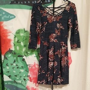⛵ 5/$15 by & by Navy Floral 3/4 Length Sleeve Dress